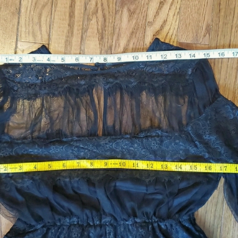 Zara black lace short-sleeved dress, size S - Picture 11 of 12